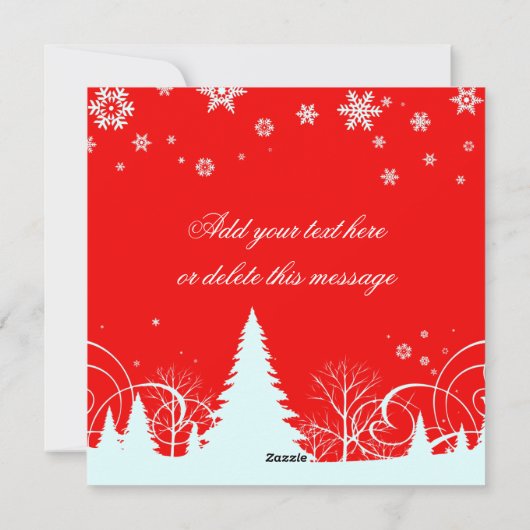 Vrolijk kerstrood en wit winterlandschap feestdagenkaart (Achterkant)