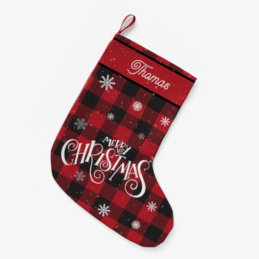 Vrolijk kerstrood en zwarte buffelbommetje kleine kerstsok (Voorkant (Hangend))