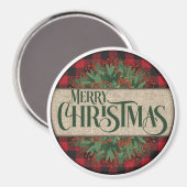 Vrolijk kerstrood en zwarte pionnen magneet (Voorkant / Achterkant)