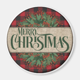 Vrolijk kerstrood en zwarte pionnen magneet