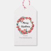 Vrolijk kerstrood flesje Waterverf Wreator Cadeaulabel