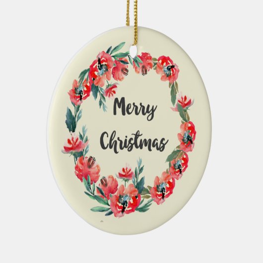 Vrolijk kerstrood flesje Waterverf Wreator Keramisch Ornament (Rechts)