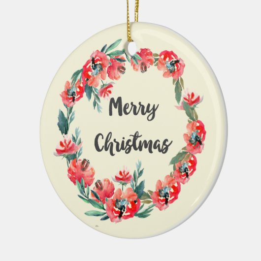 Vrolijk kerstrood flesje Waterverf Wreator Keramisch Ornament (Links)