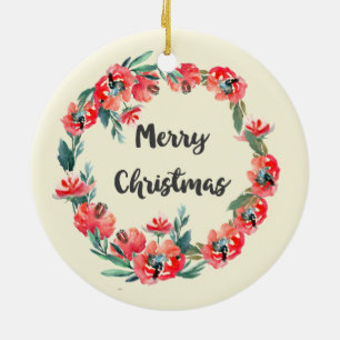 Vrolijk kerstrood flesje Waterverf Wreator Keramisch Ornament