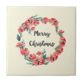 Vrolijk kerstrood flesje Waterverf Wreator Tegeltje (Voorkant)