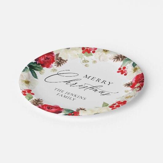 Vrolijk kerstrood, gepersonaliseerd papieren bordje (Gekanteld)