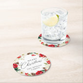 Vrolijk kerstrood, gepersonaliseerd ronde kartonnen onderzetter (Insitu)