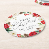 Vrolijk kerstrood, gepersonaliseerd ronde kartonnen onderzetter (Gebogen)