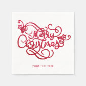 Vrolijk kerstrood glitter script Typografie Servet (Voorkant)