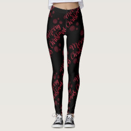 Vrolijk kerstrood glitter zwarte Leggings