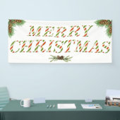 Vrolijk kerstrood, groen en wit gebanner spandoek (Beurs)
