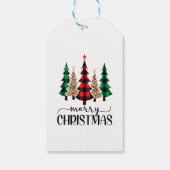 Vrolijk kerstrood-groene en zwarte pietbomen cadeaulabel (Achterkant)