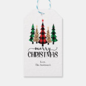 Vrolijk kerstrood groene zwarte paardenstaart cadeaulabel (Achterkant)