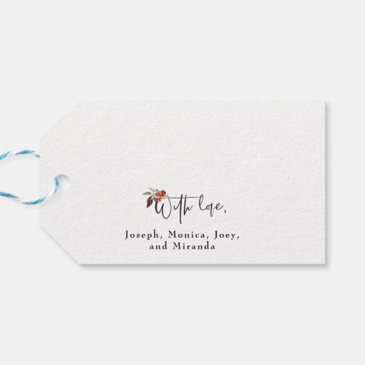 Vrolijk kerstrood Holly Modern script Cadeaulabel (Achterkant Horizontaal)