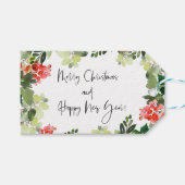 Vrolijk kerstrood Holly Modern script Cadeaulabel (Voorkant (Horizontaal))