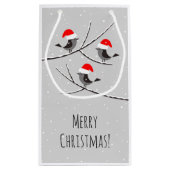 Vrolijk kerstrood kerstfeest met vogels Sneeuwklei Klein Cadeauzakje (Achterkant)