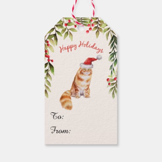 Vrolijk kerstrood kerstkerstcadeau, Labels met cad Cadeaulabel (Achterkant)