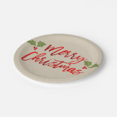 Vrolijk kerstrood met Folie Moderne Script Kraft Papieren Bordje (Gekanteld)