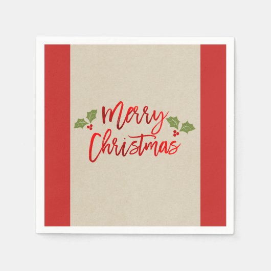 Vrolijk kerstrood met Folie Moderne Script Kraft Servet (Voorkant)