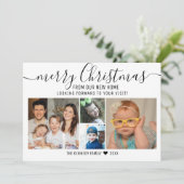 Vrolijk kerstrood met foto 4  aankondiging (Staand voorkant)