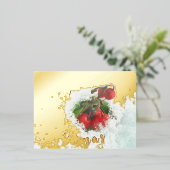 Vrolijk kerstrood met goudolie Briefkaart (Staand Voorkant)