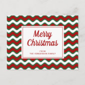 Vrolijk kerstrood met groene golflengte briefkaart (Voorkant)