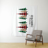 Vrolijk kerstrood met groene vleugels wandkleed (In situ)