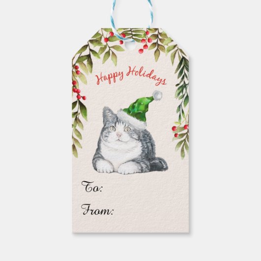 Vrolijk kerstrood met vetkatten cadeaulabel (Achterkant)