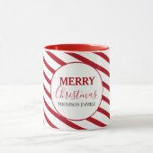 Vrolijk kerstrood met witte strepen Snoep Mok (Midden)