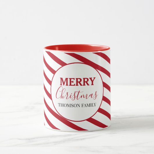 Vrolijk kerstrood met witte strepen Snoep Mok (Midden)