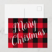 Vrolijk kerstrood met zwarte buffelplaat briefkaart (Voorkant / Achterkant)