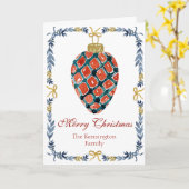 Vrolijk kerstrood Ornament Kaart (Gele Bloem)