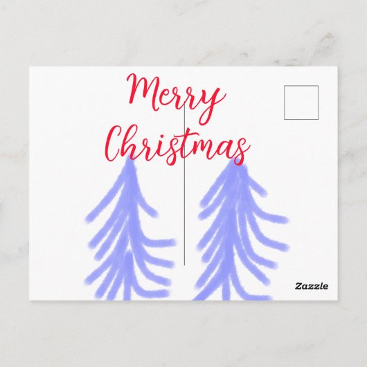 Vrolijk kerstrood paarse pastel dennenboom waterc briefkaart (Achterkant)