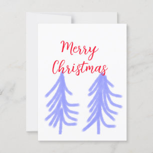 Vrolijk kerstrood paarse pastel dennenboom waterc briefkaart