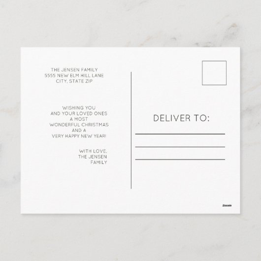 Vrolijk kerstrood Poinsettias White Modern Feestdagenkaart (Achterkant)