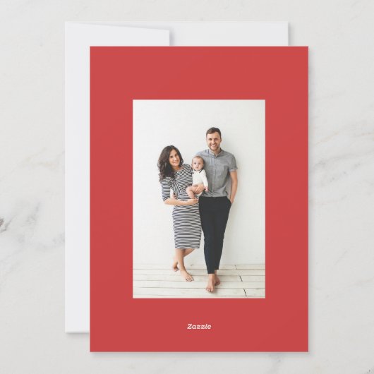 Vrolijk kerstrood script 3 Collage Multi-Photo Feestdagenkaart (Achterkant)