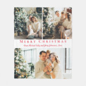 Vrolijk kerstrood script 3 foto's collage chic fleece deken (Voorkant)