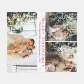 Vrolijk kerstrood script 3 foto's collage chic fleece deken (Voorkant (Horizontaal))