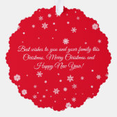 Vrolijk kerstrood script 3 foto's collage chic ornament kaart (Achterkant)