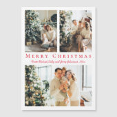 Vrolijk kerstrood script 3 foto's collage magneet (Voorkant)