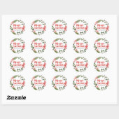 Vrolijk kerstrood script Waterverf Holly Wreath Ronde Sticker (Vel)