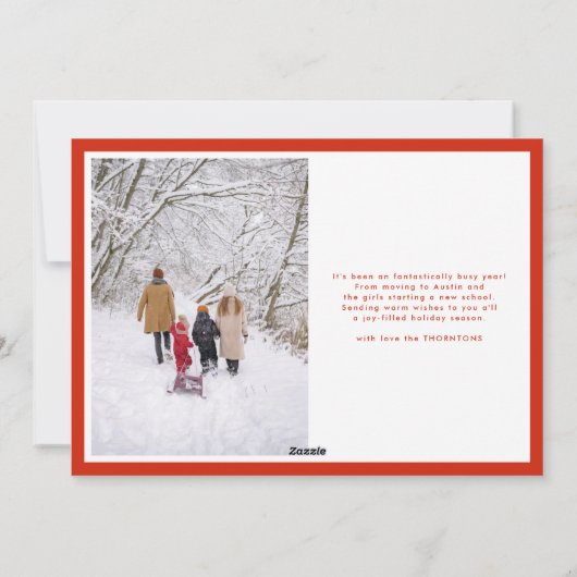 Vrolijk kerstrood | Thin Photo lijst op maat Feestdagenkaart (Achterkant)