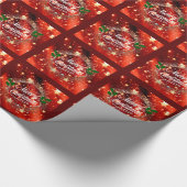 Vrolijk kerstrood touwtje en glitter cadeaupapier (Hoek)