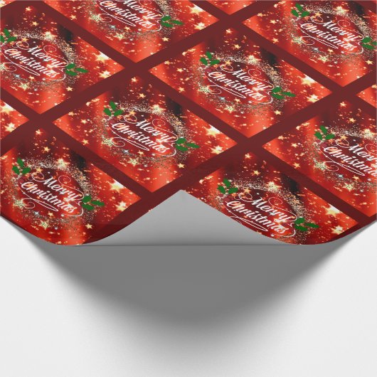 Vrolijk kerstrood touwtje en glitter cadeaupapier (Hoek)