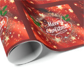 Vrolijk kerstrood touwtje en glitter cadeaupapier (Rol Hoek)
