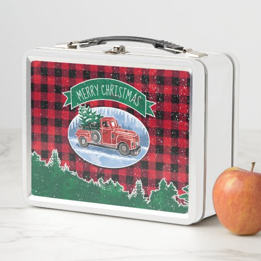 Vrolijk kerstrood Truck Buffalo Pset (In situ)