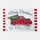 Vrolijk kerstrood vrachtwagen - Aangepaste kleurom Deurmat (Voorkant)