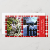 Vrolijk Kerstrood Wit Plaid Tartan Feestdagenkaart (Voorkant / Achterkant)