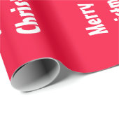 Vrolijk kerstrood Witte Striped Sjabloon Cadeaupapier (Rol Hoek)