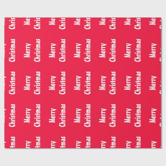 Vrolijk kerstrood Witte Stripes Klassiek Cadeaupapier (Vlak)